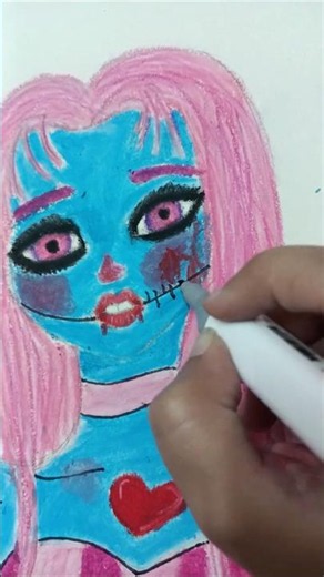 💗 Zombie Doll Girl Drawing | Doms Oil Pastels