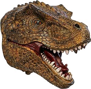 Dinosaur World Small T-Rex Wall Hanging - Boys Kids Birthday Party Gaming Room Taxidermy Dinosaur Themed Wall Sculpture Indoor Outdoor Animal Heads Wall Art Decor