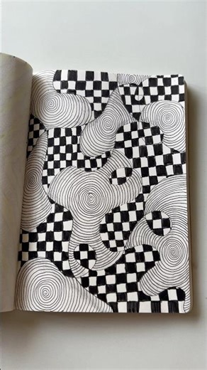 "Mindful Doodling | Checkerboard and Spiral Pattern Art" #doodle #art #shorts