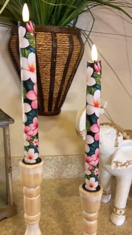 Plumeria Flameless Taper Candles, Set of 2 (remote Included) Timer, LED Hawaiian Candles - Etsy