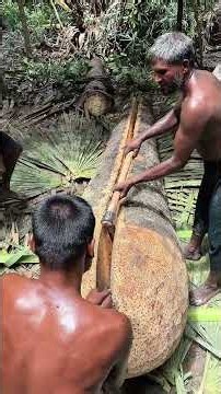200-Year-Old Traditional Skill: The Complete Palm Tree Canoe Process. #handmade #talent #traditional