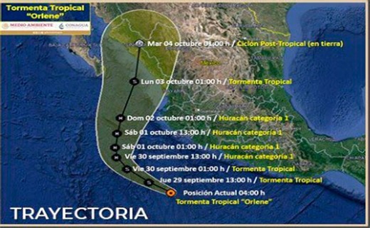 Orlene impactaría Sinaloa como huracán categoría 2 el lunes; entre los municipios de Angostura y Culiacán