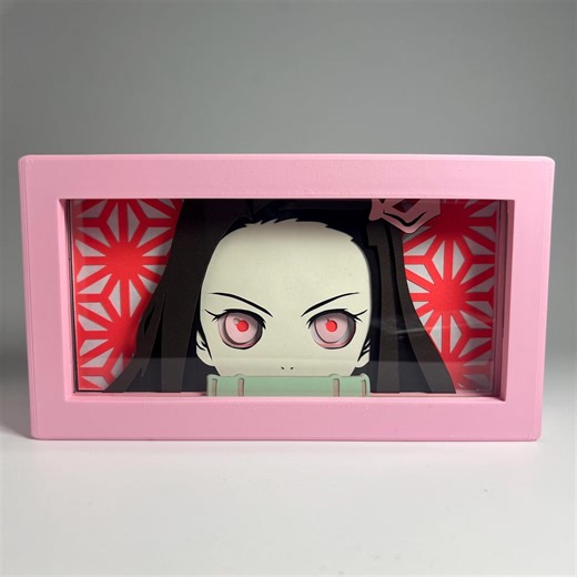 Nezuko Inspired LED Shadow Box | Gaming Desk Display | Kawaii Anime Lightbox | Custom Night Light - Etsy Canada