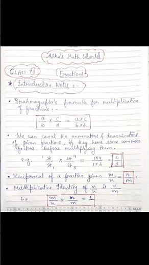 Fractions | Class VII | Introduction Notes | NCERT @Alka's Math World