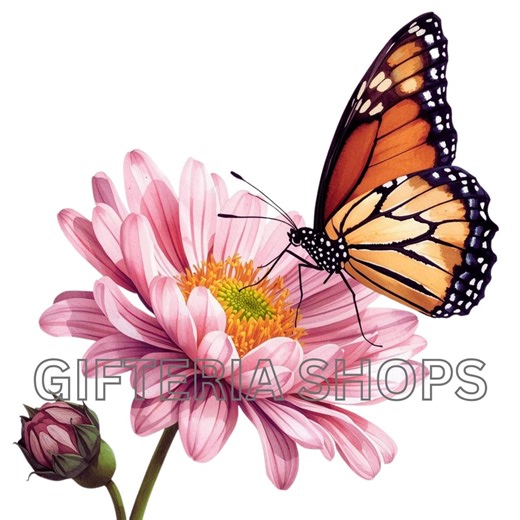 Watercolor Flower Butterfly Clip Art, Floral Design Illustration, Instant Download - Etsy