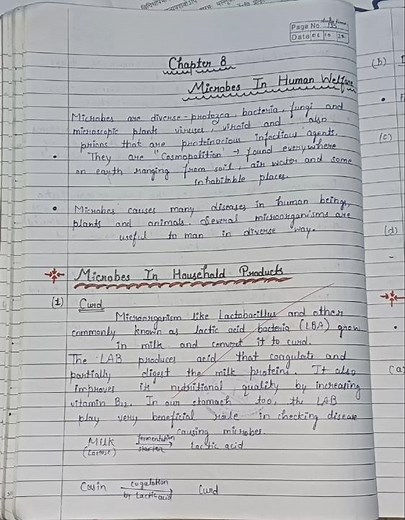 Microbes in human welfare class 12 chapter 8 biology notes #shortfeed #notes #bio #classnotes