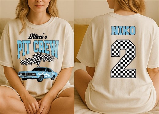 Personalized Pit Crew Race Car Birthday Shirt: Matching Family Party Outfit - Etsy