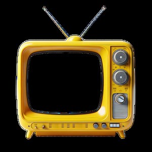 Download AI generated Yellow retro TV old style television isolate screen empty transparent background. for free
