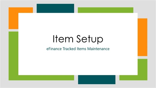 Tracked Items - Item Setup