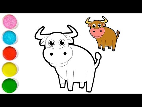 How to Draw and Color a Cute Cartoon Bull Step by Step for Kids