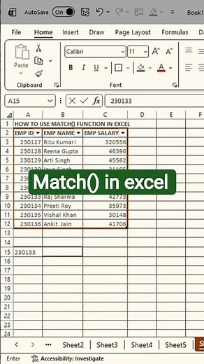 match( ) function in Excel, easy explanation