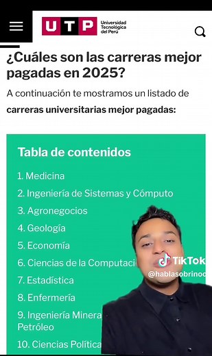 Las carreras mejor pagadas en 2025 según UTP