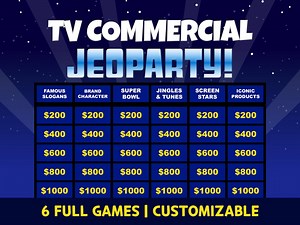 Editable TV Commercial Trivia Jeopardy Game, Family Night Office Party Teens Adults Big Groups, Virtual Powerpoint & Google Slides Template - Etsy