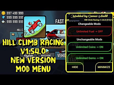 Hill Climb Racing v1.54.1 Mod Menu V2 (Unlimited Coins,Gems,Paints & Fuel) || by Gamer Aadil