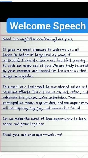 How To Write A Welcome Speech #welcomespeech #speech #mintossmood