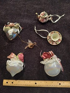 Victorian Garden Tea Party Christmas Ornament Collection - Porcelain Teapot, Teacup, & Lace Accents - Etsy