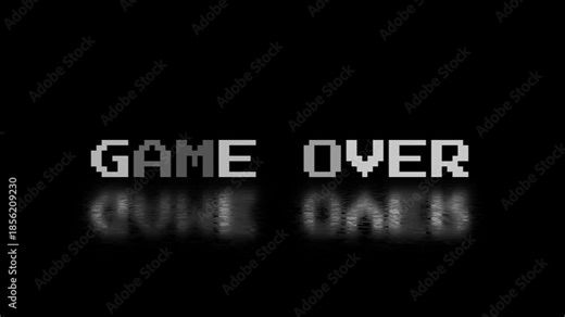 Game Over Text With Digital Glitch Effect, Representing the End of a Match