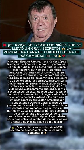 🔴 ¿Quién era realmente Chabelo 🧸 El lado oscuro del amigo de todos los niños