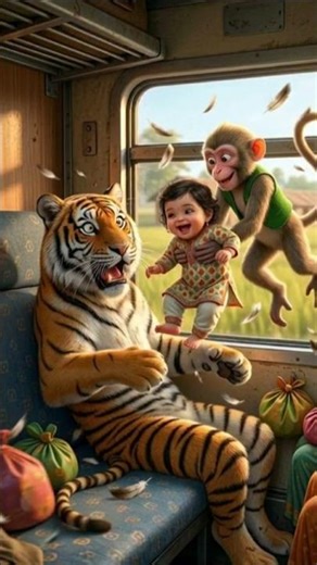 “Monkey ne baby utha liya 😱🚆” #shorts #ytshorts #monkey #funny #baby #viralvideo