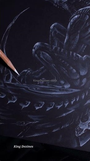 Freehand Chalk Art. Alien/ Biomech #giger #art #alienart #comic #drawing #facehugger #aliensmovie