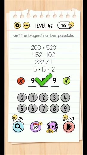 Brain Test Level 42 – Get The Biggest Number Possible (Full Solution)
