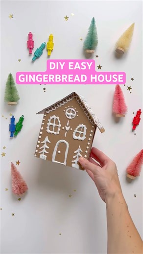DIY easy gingerbread house craft #diy #craft #holidaycrafts #gingerbread #crafting #fallintoshorts