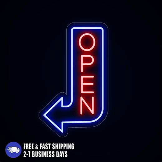 Vertical Open Neon Sign With Arrow for Business, Outdoor Open Sign for Bar & Coffee Shop, Light up Open Sign, Door Signs for Business Shop - Etsy