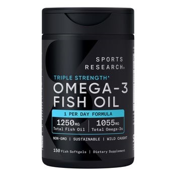 Sports Research Triple Strength Omega-3 Fish Oil, 150 Fish Softgels