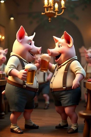 Dancing Pig with Beer and Sausage