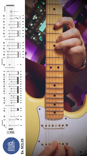 For the developing guitar soloist, learning scale sequences often begs the question "How do I apply this?". Here's a starting point for you. While this example has the picking of the Yngwie system, it's also not stylistically far from what you'd hear in the 80s output of Tony MacAlpine and Vinnie Moore. Following the setup of an A minor triad (tuning -1) for context, the first sequence is a variation on ascending fours. Taking a brief pause on a chord tone in bar three, it's followed by another 