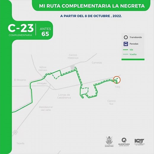 Conoce la Ruta C-23 (antes 65), de La Negreta a la TAQ