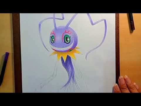 Desenhando keramon (Digimon Adventure Digital Monsters) Drawing 👁️💜👻