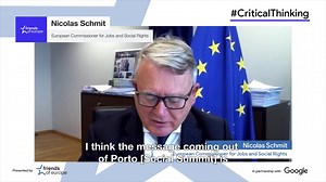 WATCH  | Nicolas Schmit (@NicolasSchmitEU) spoke at our #CriticalThinkingLive event on the message coming out of the #PortoSocialSummit - our strong, competitive and resilient economy relies on supporting #SmallBusinesses. Watch now ↪️ https://frnds.eu/34NPqaw | Friends of Europe | Facebook