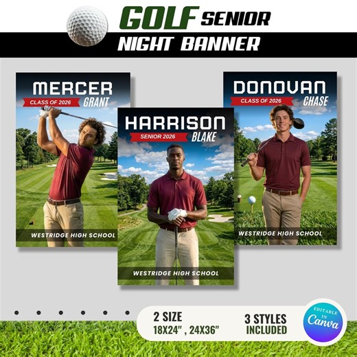 Golf Senior Night Banner Template, Editable Canva Golf Senior Poster, Varsity Golf Senior Banner, Golf Athlete Poster, Custom Golf Poster