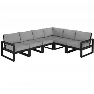 POLYWOOD Edge Black / Gray Mist 6-Piece Modular Deep Seating Patio Set