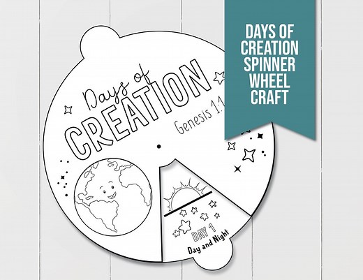 Days of Creation Spinner Wheel Printable, Perfect Sunday School Activity for Kids! Days of Creation Coloring Activity - Etsy