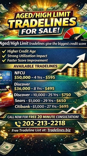 Tradelines for cpn numbers and ss profiles Credit score boost w authorized user lines @ wholesale