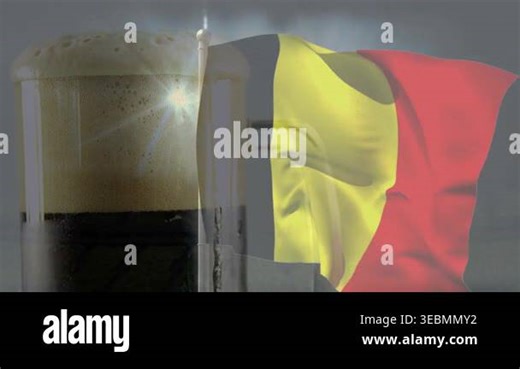 Tricolor flag fluttering after light glint at pole, revealing beer glass to show translucency. Banner, motion, translucent, stout, condensation, studio, bold Stock Video Footage - Alamy