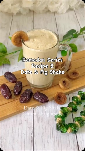 Date & Fig Shake Ramadan Series (Recipe 8) ✅Ingredients List •Dates 4 •Figs 4 •Cream 1/4 cup •Milk 1 cup •Cinnamon powder 1/8 tsp •Sugar 1 tsp (optional) ✅Method ▪️Soak dates and fig for an hour. ▪️Unseeded the dates ▪️Blend everything till dates and figs get mixed with milk. ▪️You can sieve the shake if you like. #shake #healthyshakes #dateshake #ramadanrecipes #humasbrightside | humasbrightside