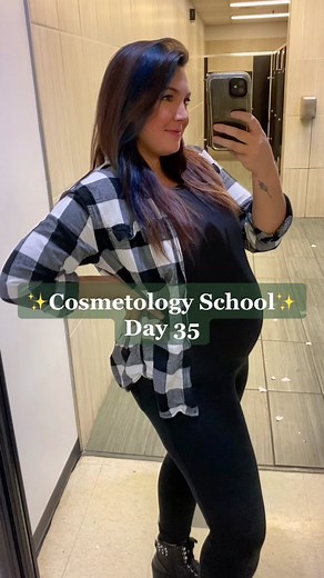 What I did today in cosmetology school 🖤 #cosmetology #school #cosmetologyschool #pregnant #22weekspregnant #hairdresser #pregnancytiktok #pregnancyjourney #baby
