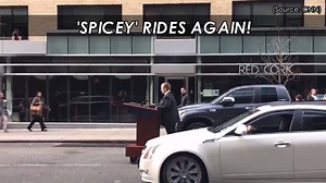 "Sean Spicer" (aka Melissa McCarthy) was riding the streets on NYC .. on the press sec. podium. | Gray Media Digital Content Center