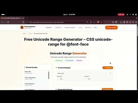 Generate Unicode Ranges Fast ⚡ Free Unicode Range Generator Tool (CSS & Webfonts)