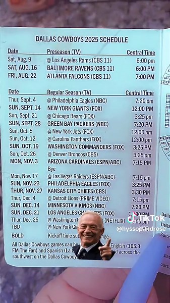 Dallas Cowboys 2025 Schedule Overview