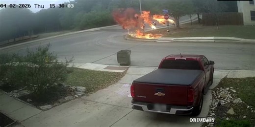 Caught on camera: Motorcycle explodes, driver catches fire after crash near children