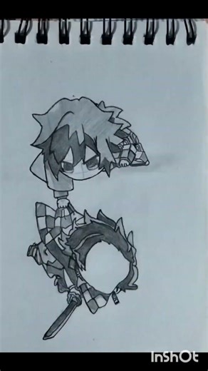 Chibi Tanjiro Falling! Giyu Saves Him 😭💙 | Anime Drawing #goviral #anime #demonslayer #giyuutomioka