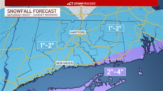 Snow falls through Sunday morning