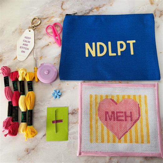 Heart Needlepoint Kit: Beginner Embroidery Project With Zippered NDLPT Pouch and Accessories - Etsy