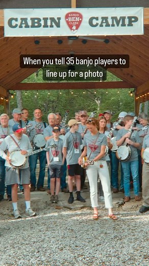 Getting 35 banjo pickers to stand in line for a photo is about as easy as it is to keep a banjo in tune. 🪕🪕🪕 #banjo #banjoman #banjoben #banjobenclark #banjoplayer #banjomusic #banjos | Banjo Ben