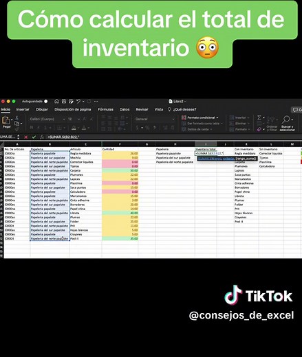 Calcular inventarios en excel . . #estadisticas #excel #exceltips #exceltricks #exceltutorial #exceltrick #excelbasico #excelshortcuts #excelpro #excelformulas #formulas #inventario #controldeinventario #inventory #inventorycheck