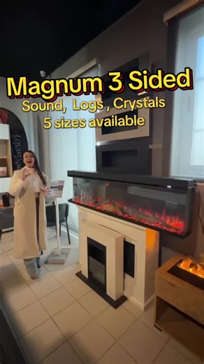 Magnum range of electric fireplaces , available in 5 sizes. best price quality ratio. 100% gauranteed , with logs , crystals, embers, multi colour, sound module, remote and wifi generic app ! #sunsourcebalzan #maltafireplaces #electricfireplace #sunsourcemalta @Demaris Agius @JJoy